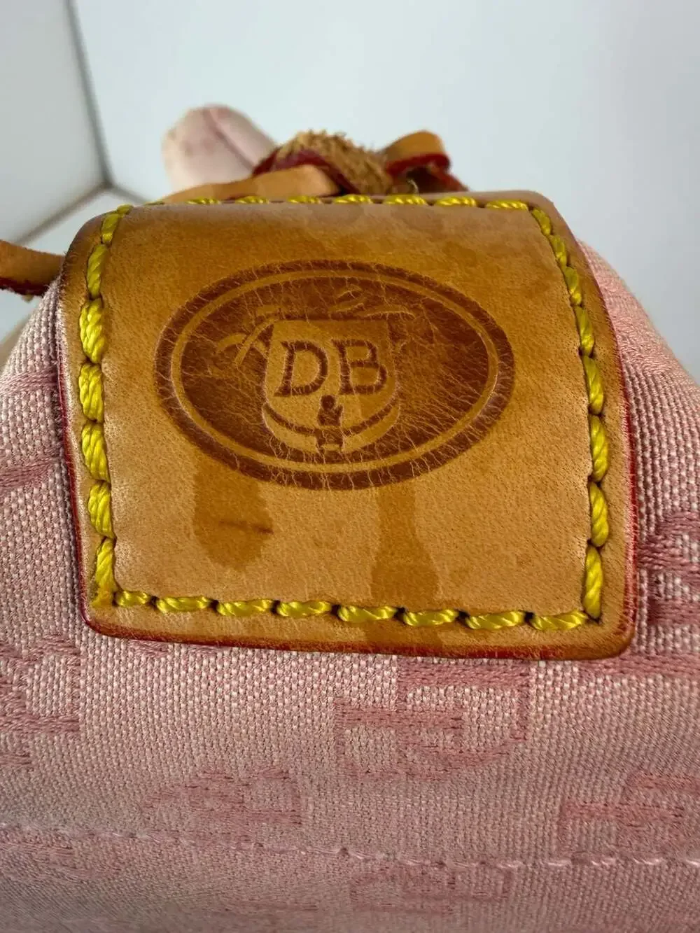 Dooney & Bourke Signature DB Pink Canvas Satchel Handbag